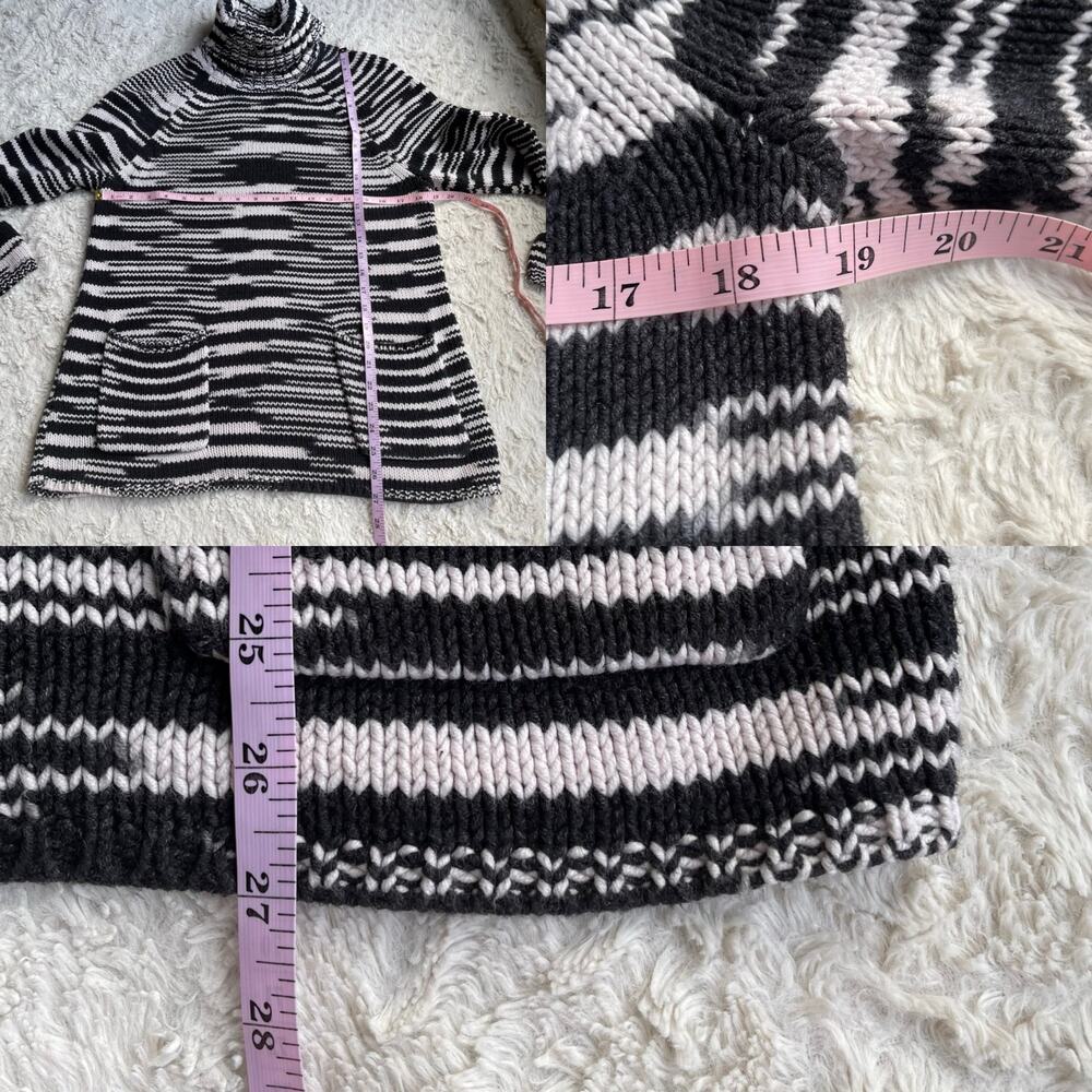 Chico's spacedye turtleneck chunky knit sweater‎ space dye black cream M - Picture 5 of 17